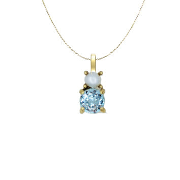 Collier femme or jaune 9 carats perle de culture et aigue-marine