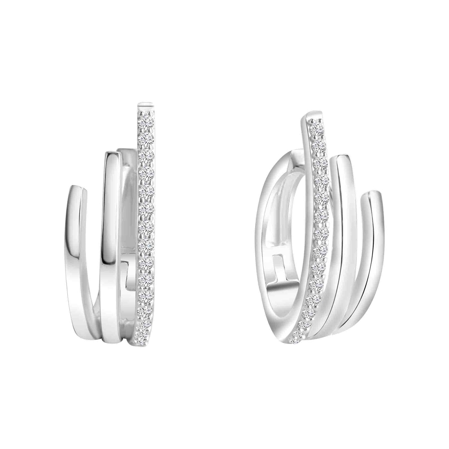 Créoles femme argent rhodié 12 mm zirconia