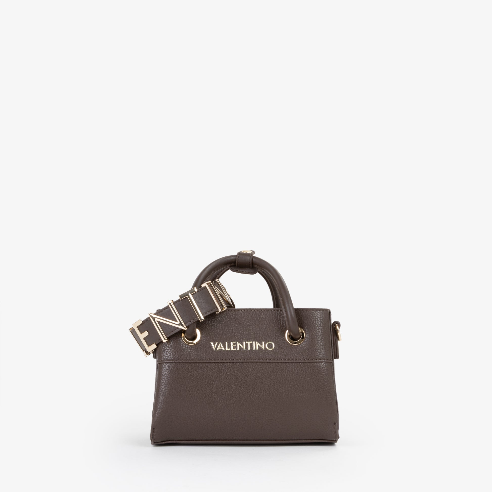 Sac à main femme cuir grainé marron anses rondes dorées