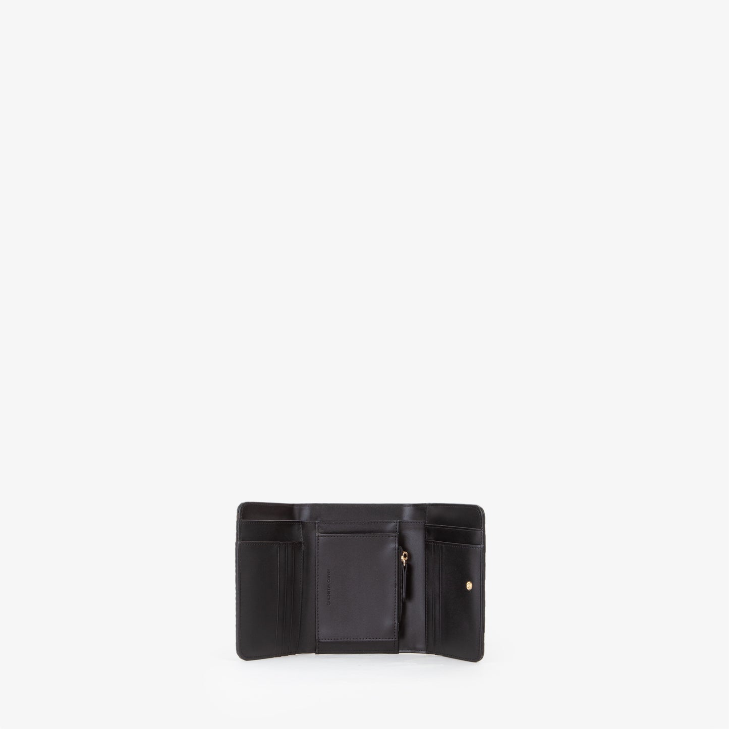 Portefeuille femme noir monogramme embossé compact