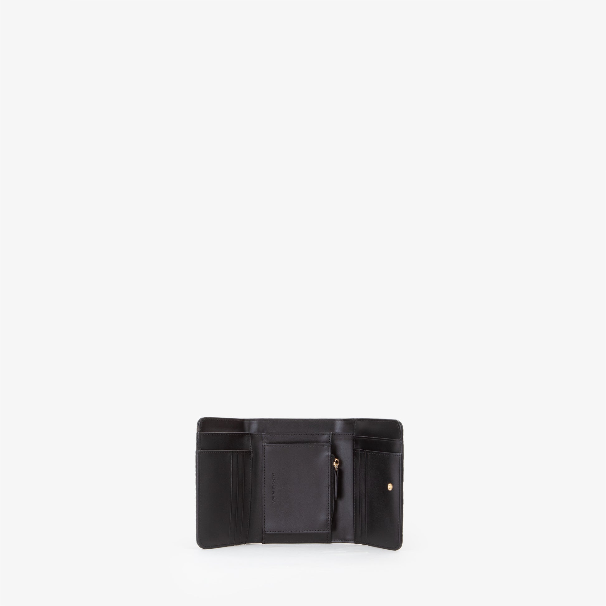 Portefeuille femme noir monogramme embossé compact