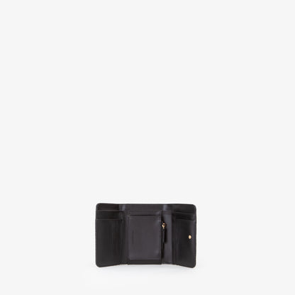 Portefeuille femme noir monogramme embossé compact