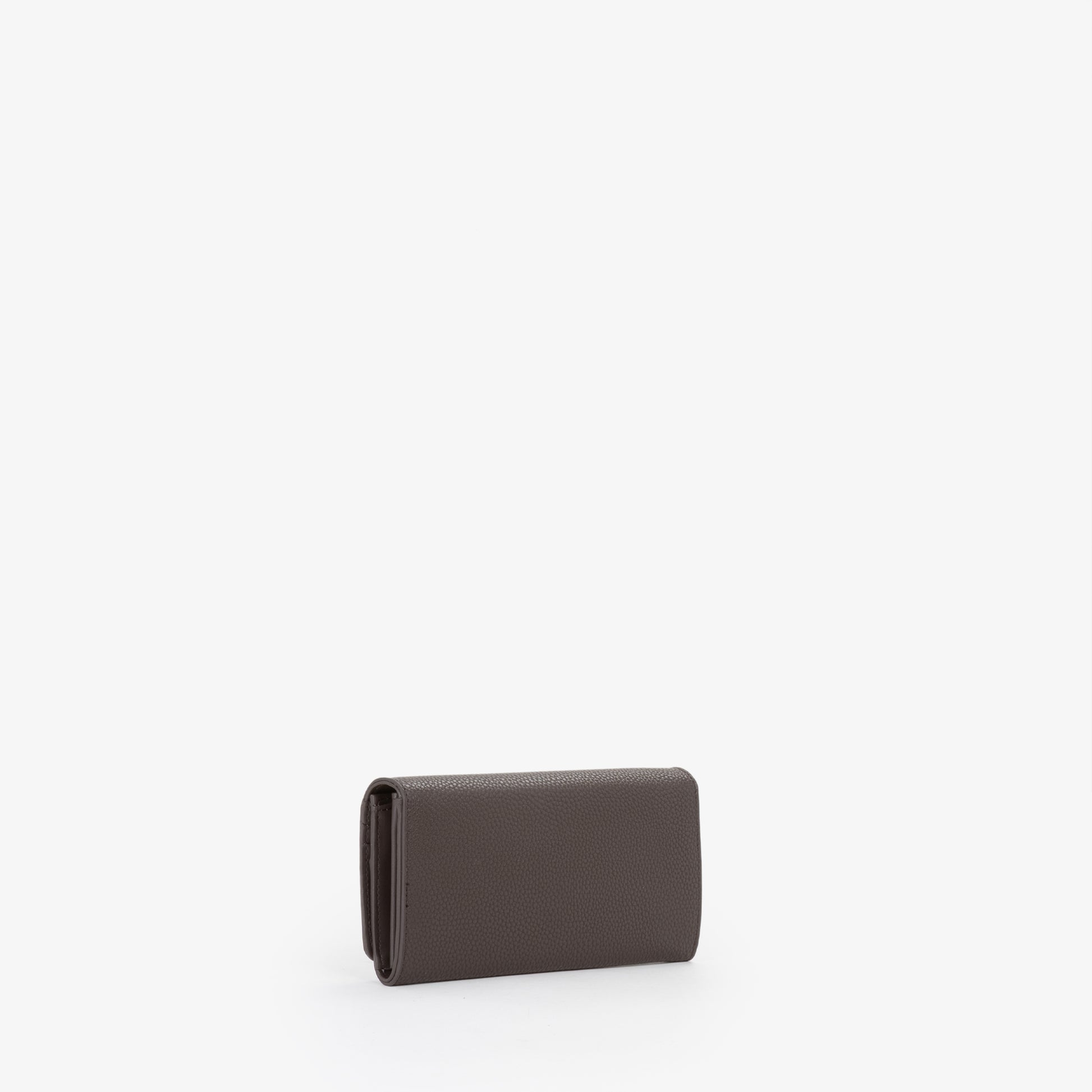 Portefeuille femme simili cuir grainé taupe fermeture clapet