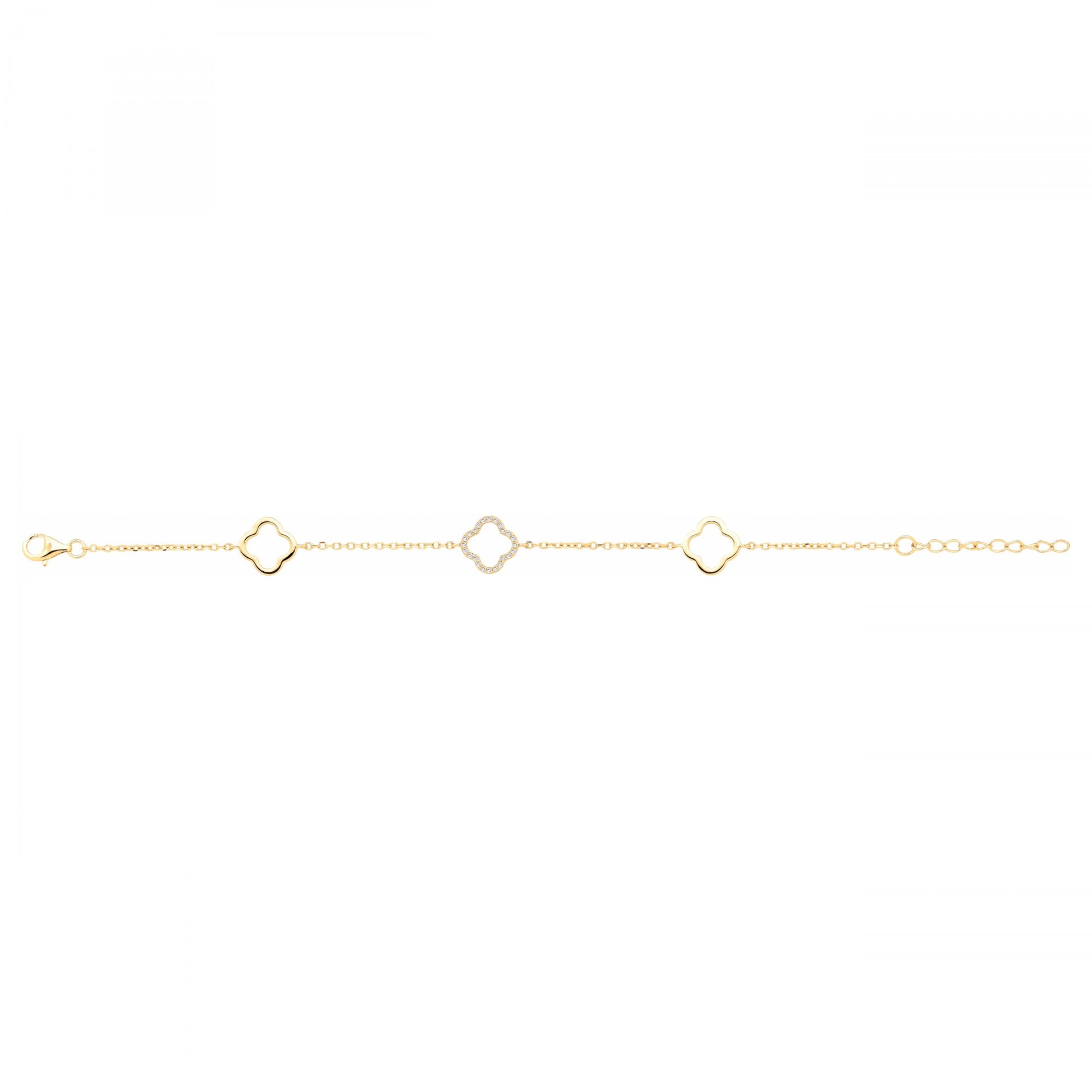 Bracelet femme plaqué or jaune trèfle zirconia