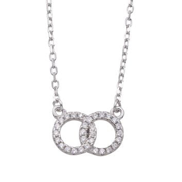 Collier femme argent rhodié doubles anneaux zirconia