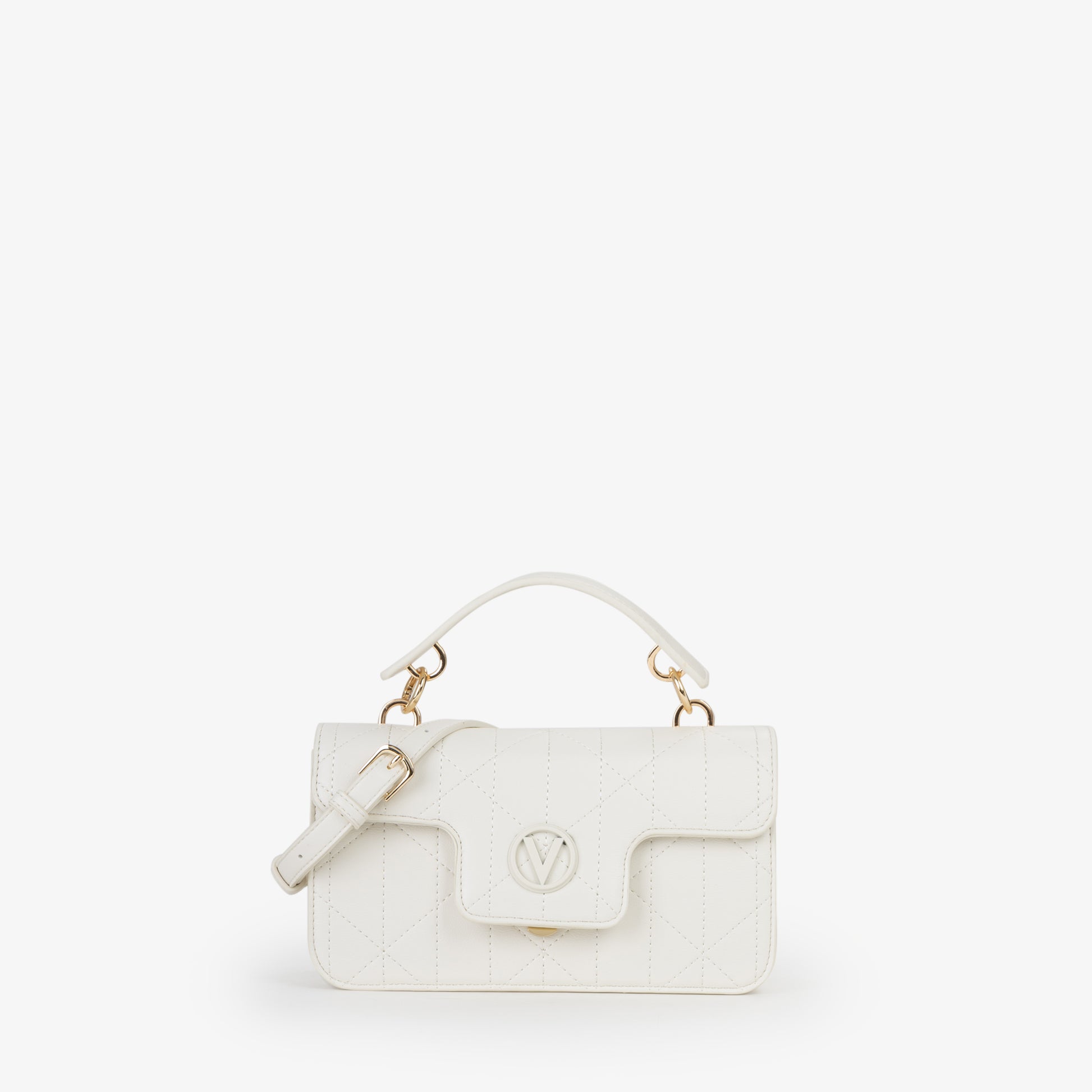 Sac à main femme blanc matelassé fermoir doré