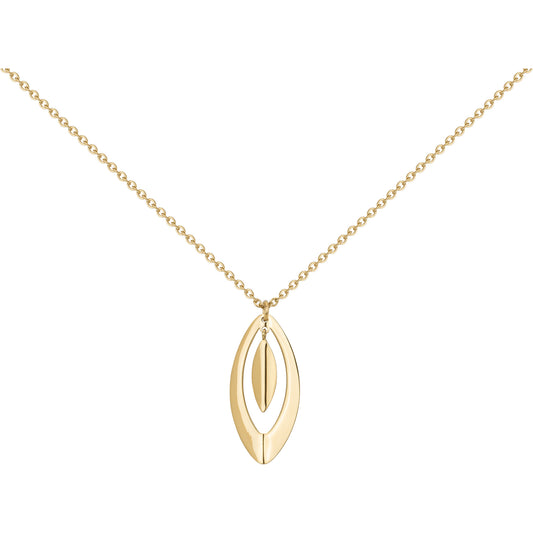 Collier femme acier doré pendentif double marquise