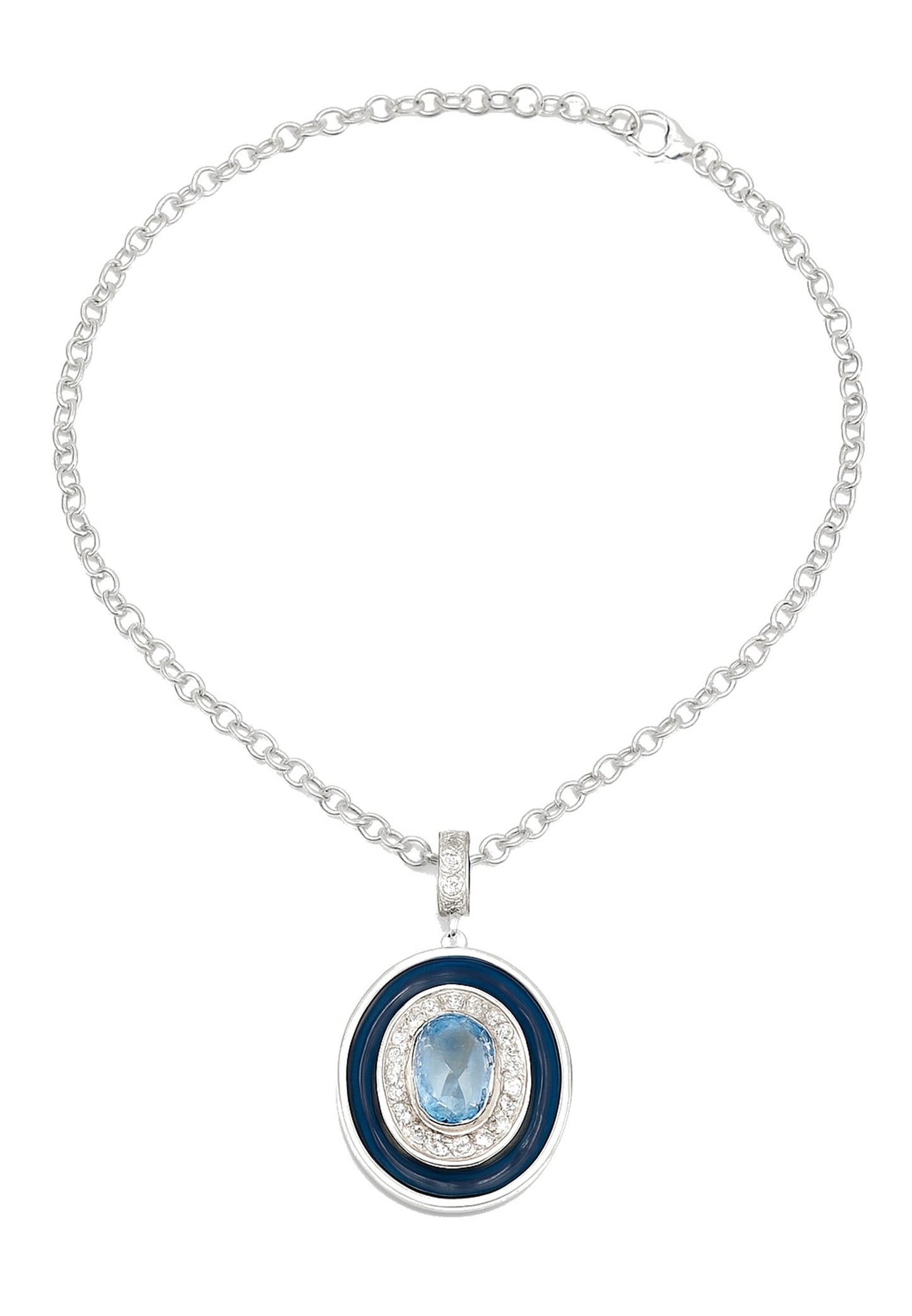 COLLIER ARGENT - ZIRCONIA  - TOPAZE SYNTHETIQUE