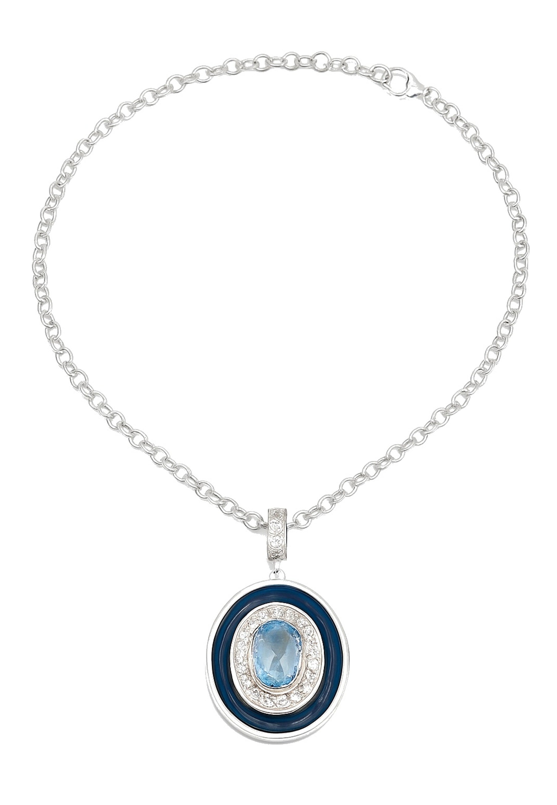 COLLIER ARGENT - ZIRCONIA  - TOPAZE SYNTHETIQUE