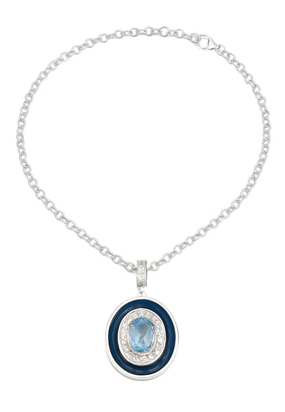 COLLIER ARGENT - ZIRCONIA  - TOPAZE SYNTHETIQUE