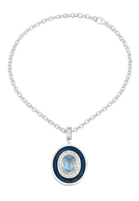 COLLIER ARGENT - ZIRCONIA  - TOPAZE SYNTHETIQUE