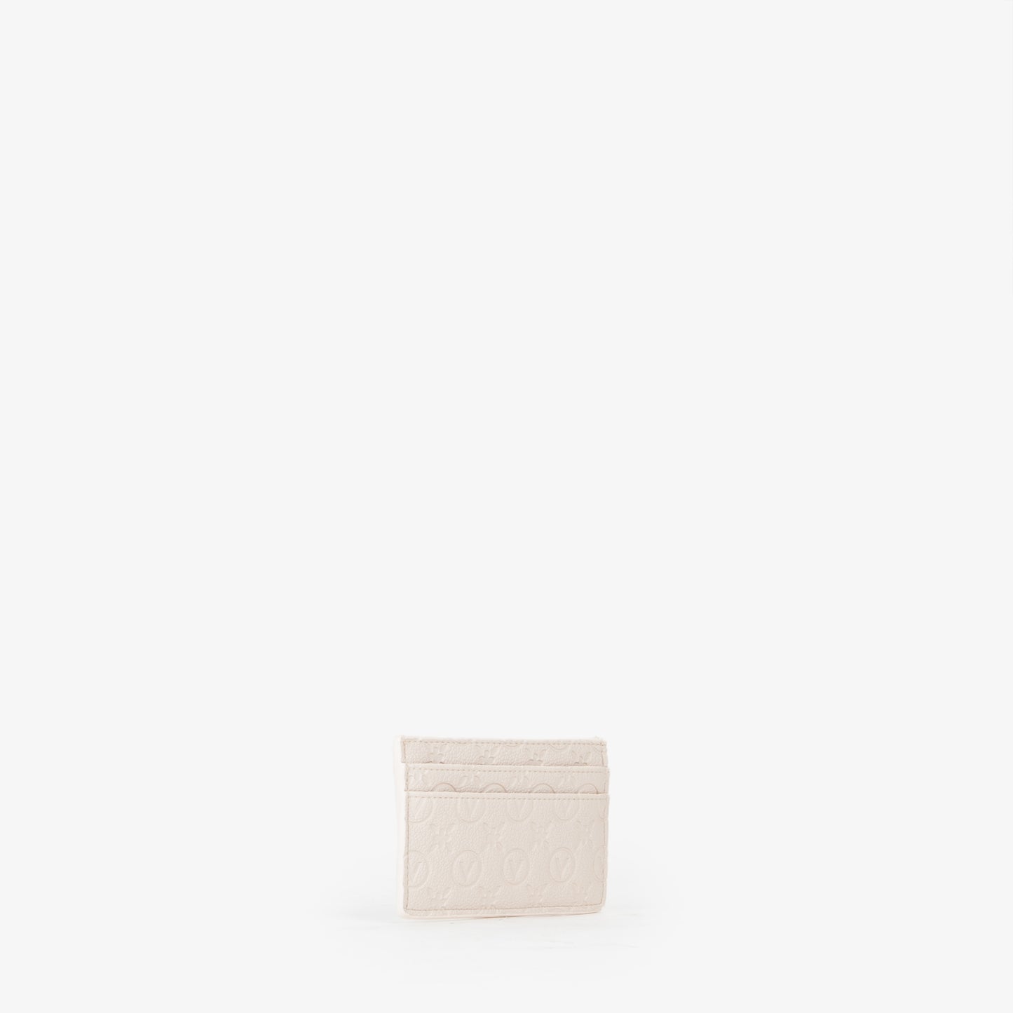 Porte-cartes femme cuir écru embossé monogramme