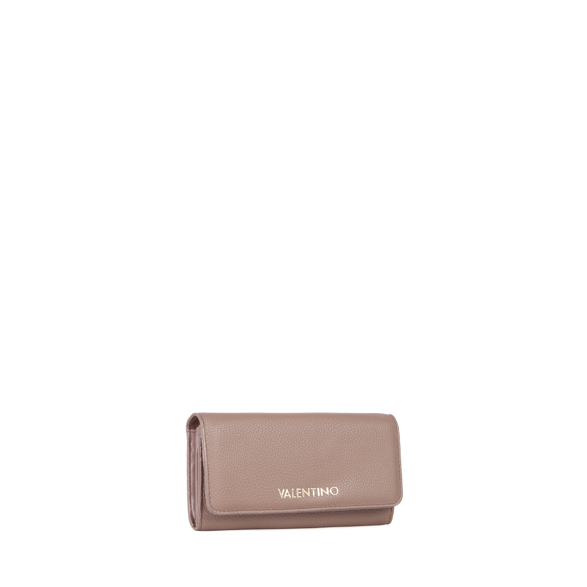 Portefeuille femme grainé taupe fermoir rabat