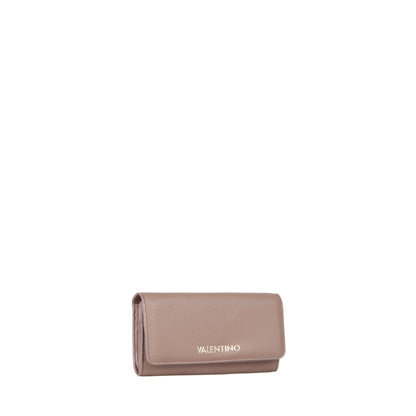 Portefeuille femme grainé taupe fermoir rabat