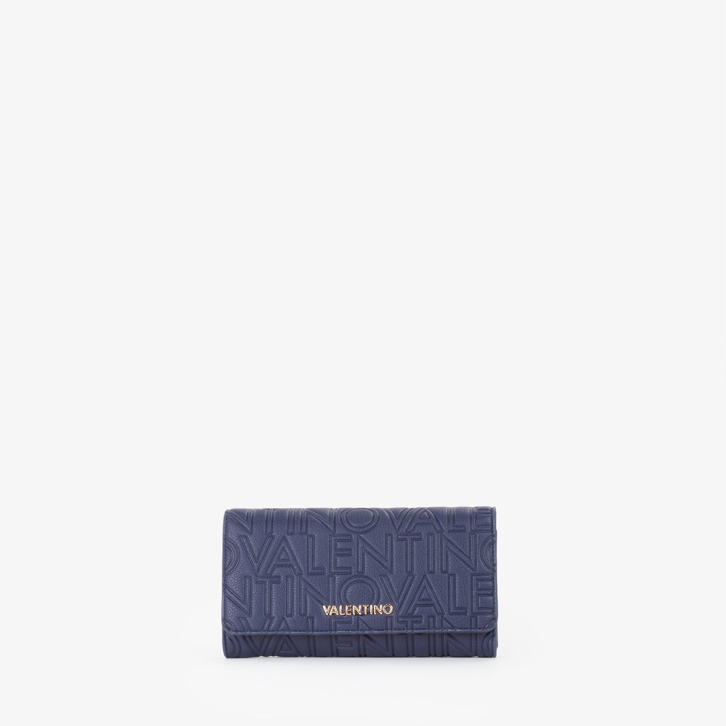 Portefeuille femme simili cuir bleu marine monogramme embossé