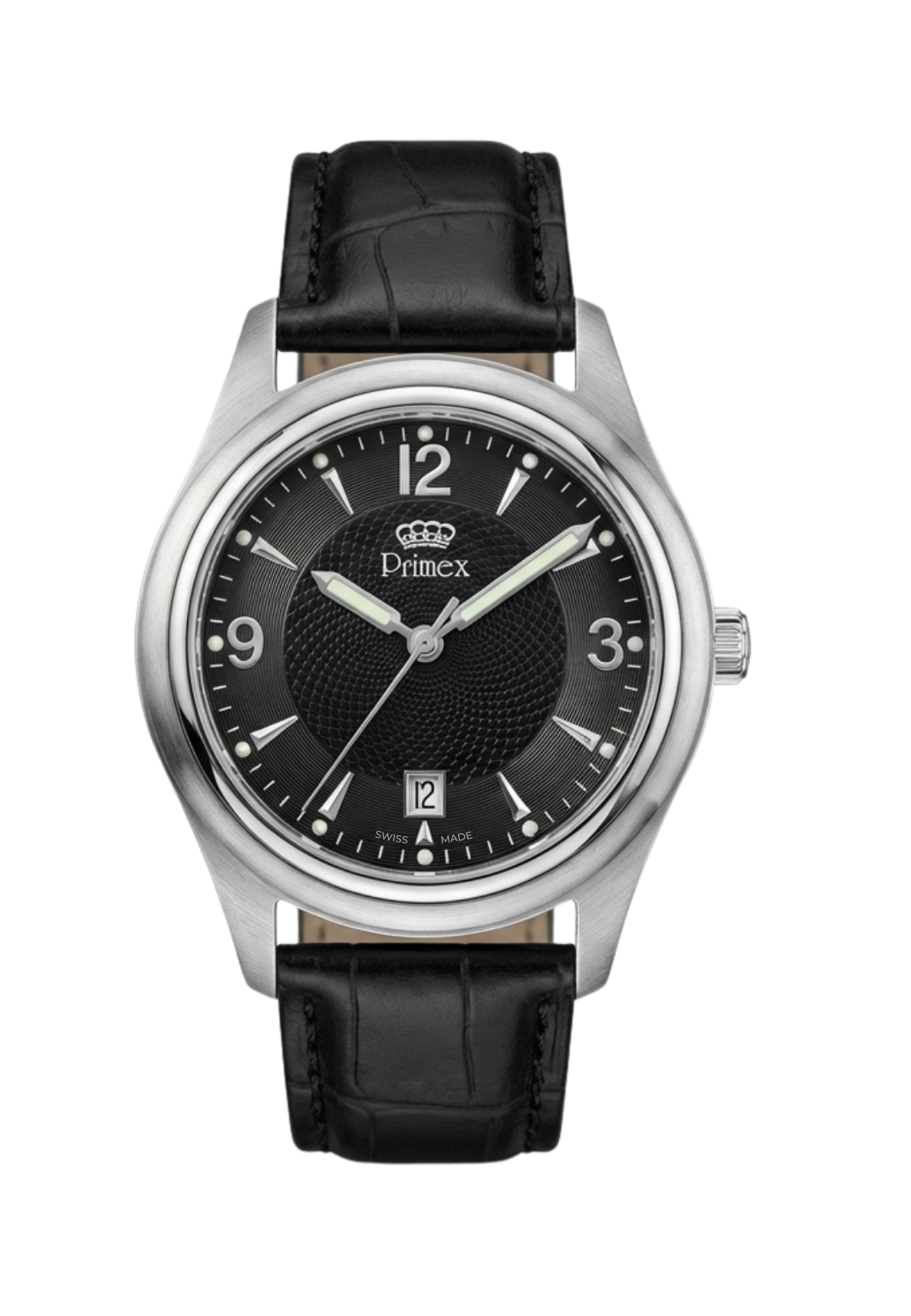 Montre homme Swiss Made cadran noir bracelet cuir