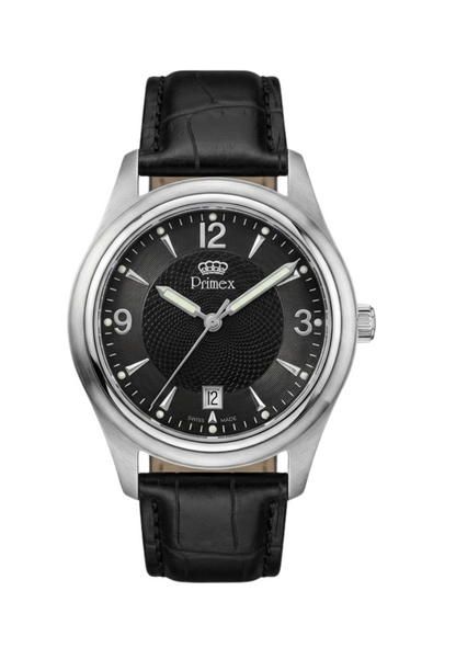 Montre homme Swiss Made cadran noir bracelet cuir