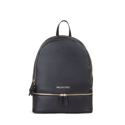 Sac à dos femme cuir grainé noir zips dorés élégant