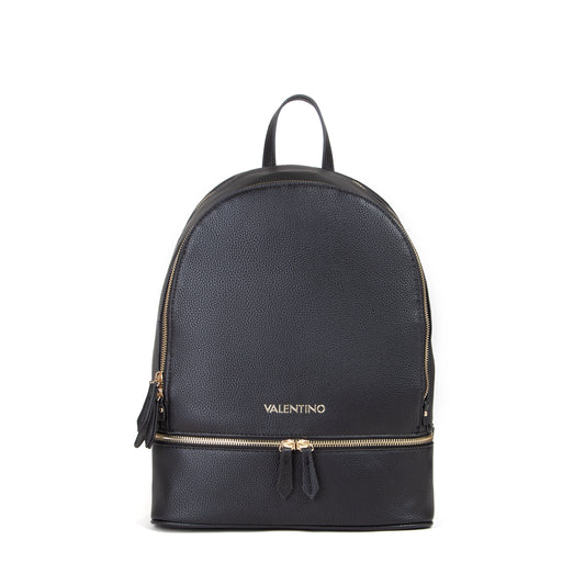 Sac à dos femme cuir grainé noir zips dorés élégant