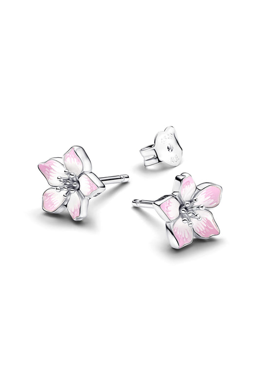 Boucles d'oreilles puces en forme de fleur de cerisier