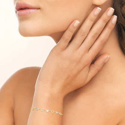 Bracelet femme plaqué or motif cœur zirconia 16+2cm