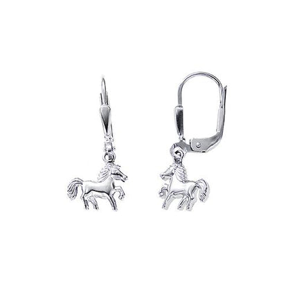 BOUCLES D'OREILLES ARGENT RHODIE - PENDANTE - CHEVAL