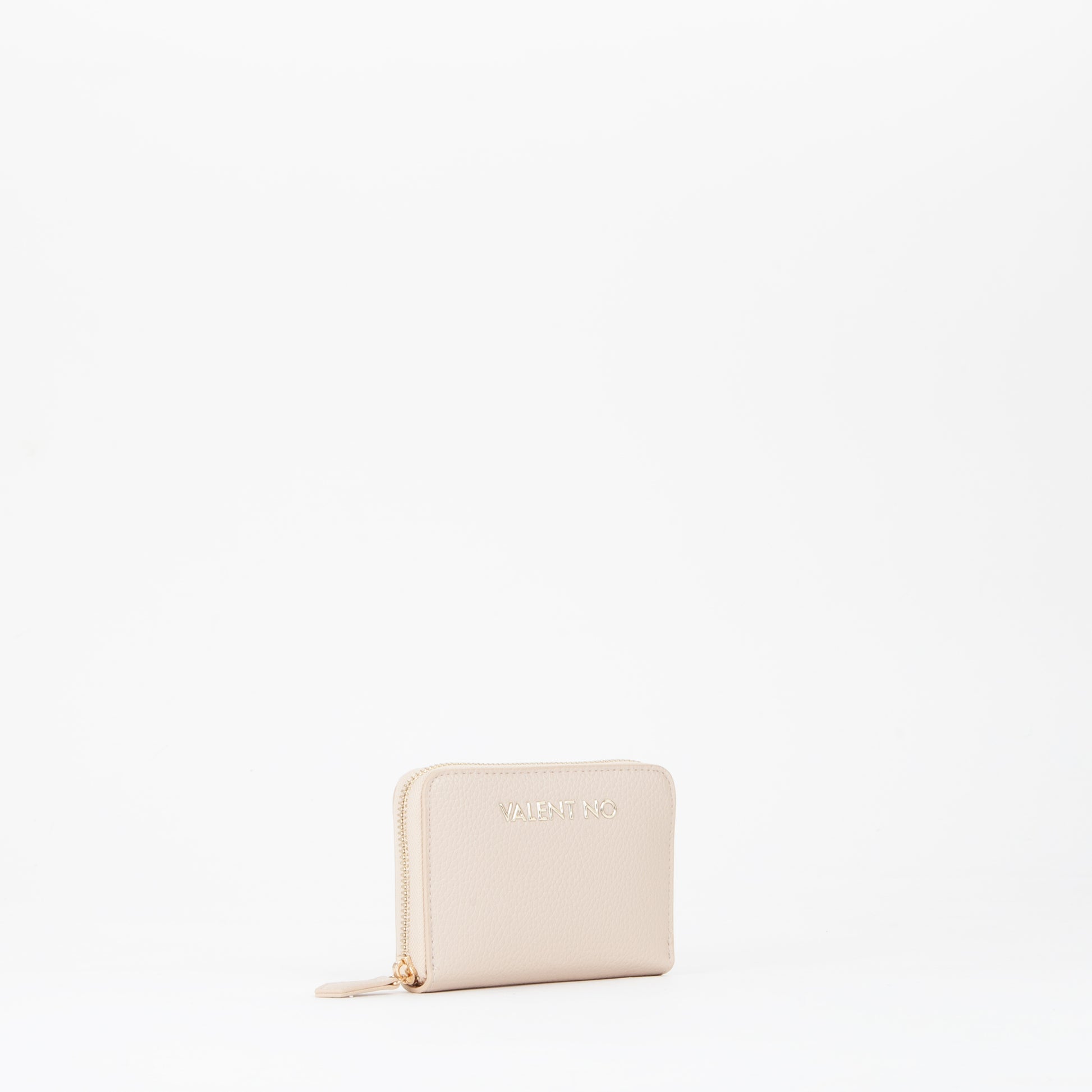 Portemonnaie femme zippé écru grain fin doré