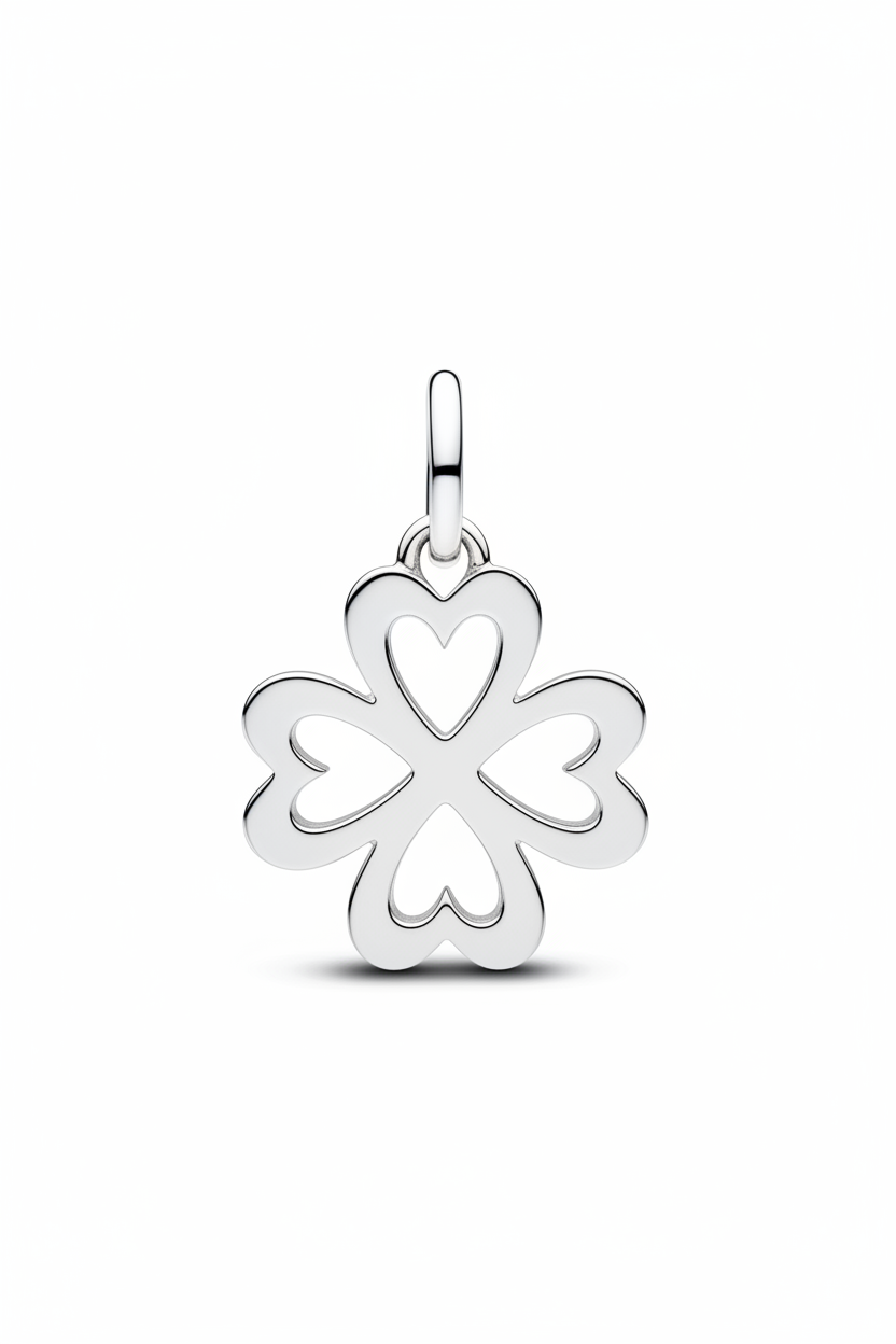 Charm médaillon en forme de trèfle à quatre feuilles en forme de cœur