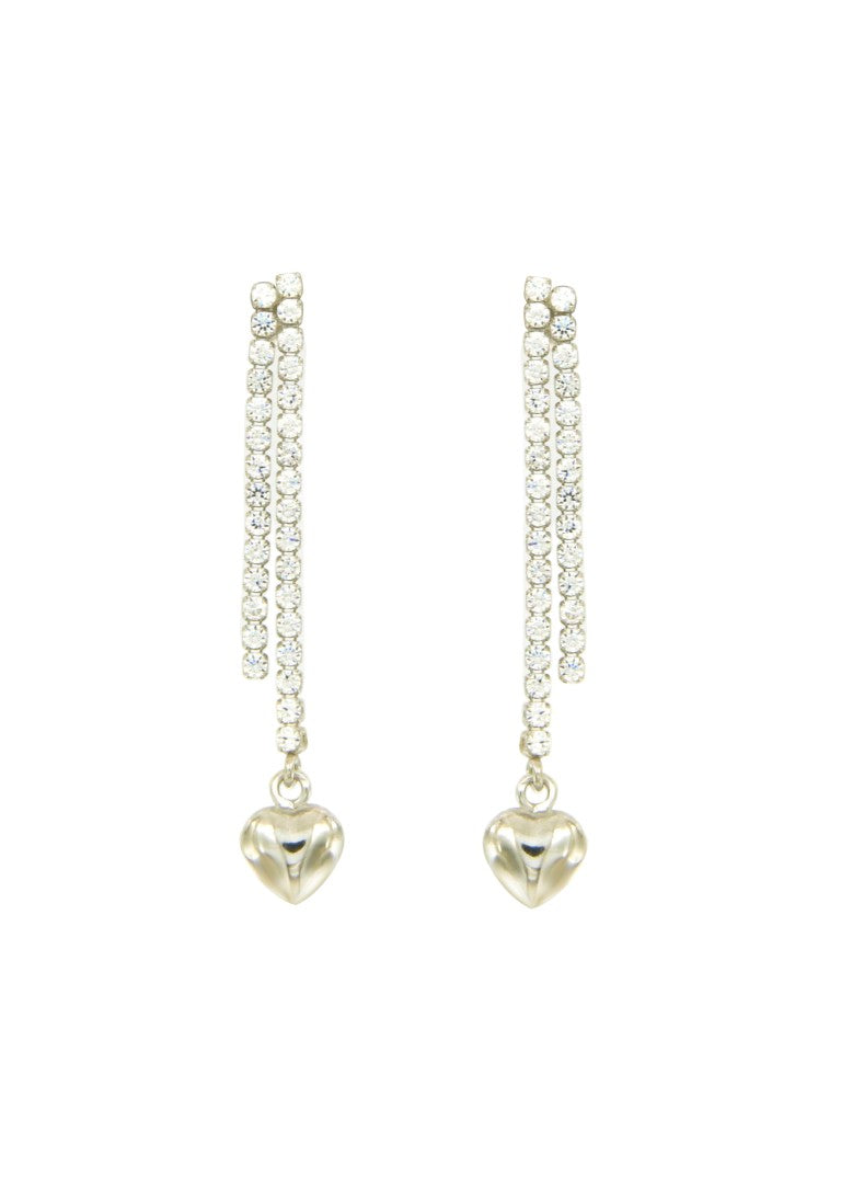 Boucles d'oreilles pendantes femme argent 925 zirconia cœur