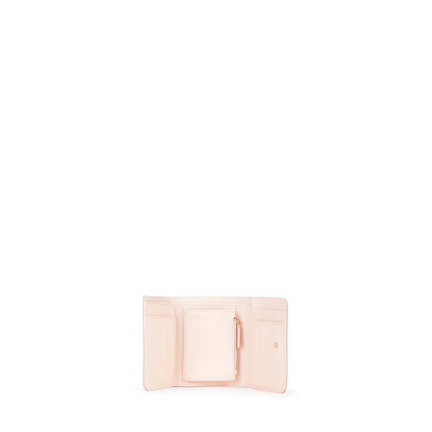 Portefeuille femme compact rose poudré fermoir à rabat