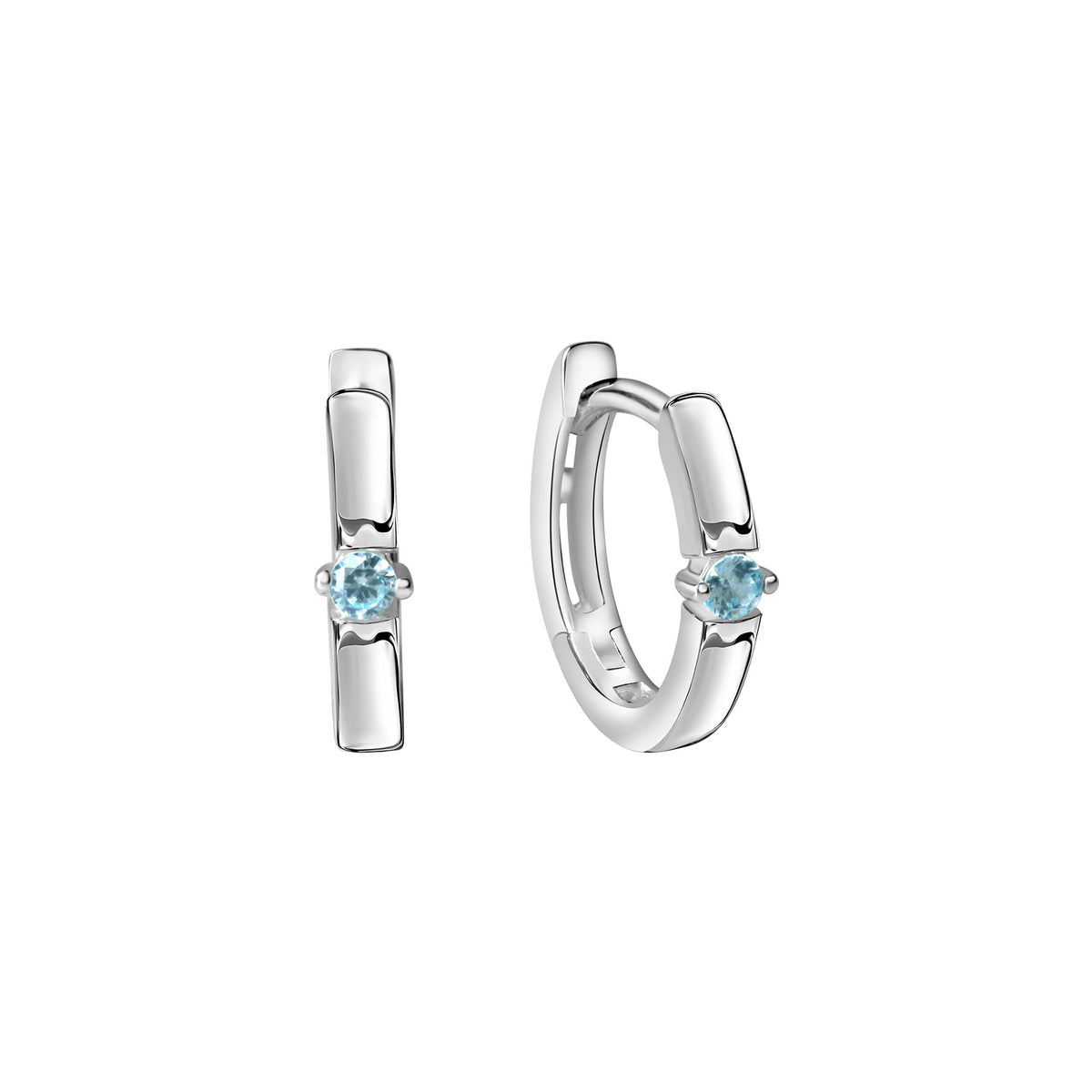 Créoles femme argent rhodié topaze synthétique 11 mm