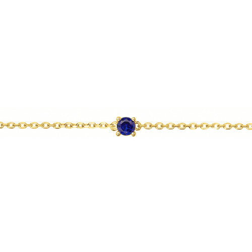 Bracelet femme plaqué or jaune zirconia bleu 16cm