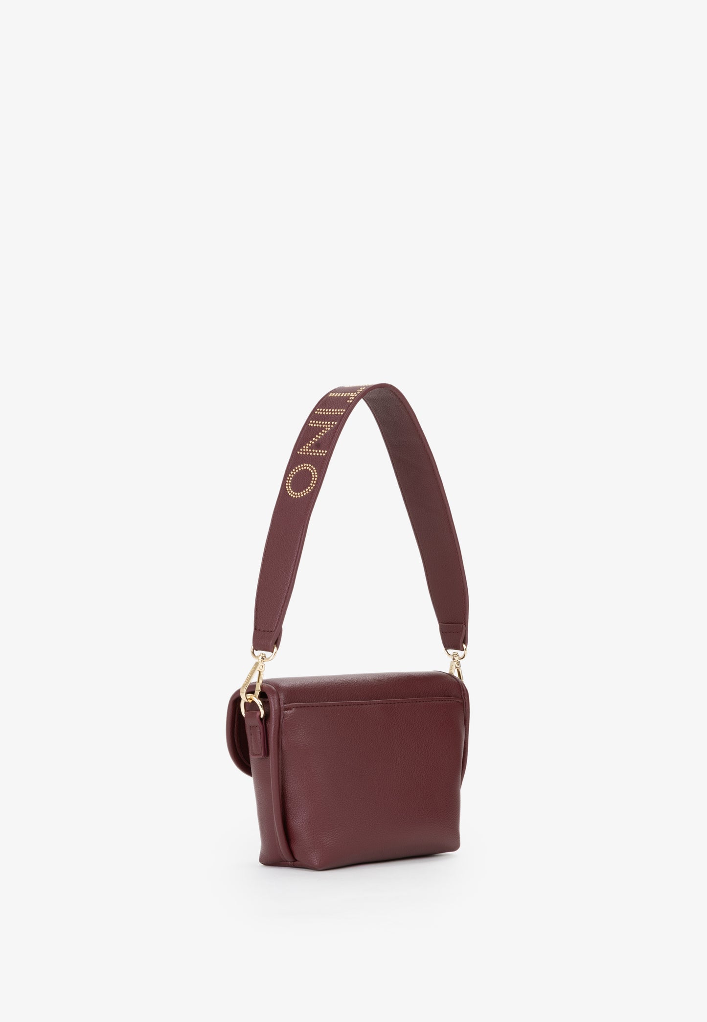 Sac à main femme bordeaux cuir grainé rabat doré
