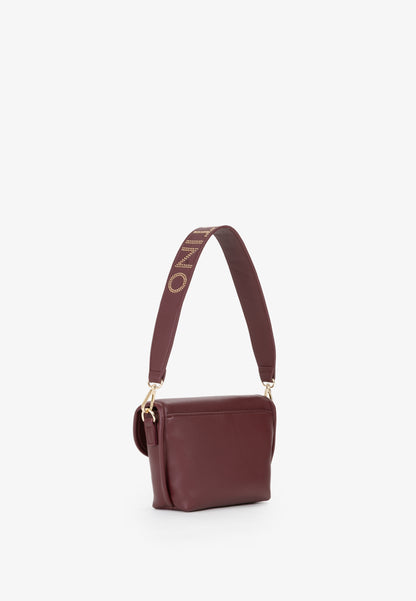 Sac à main femme bordeaux cuir grainé rabat doré