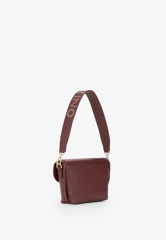 Sac à main femme bordeaux cuir grainé rabat doré