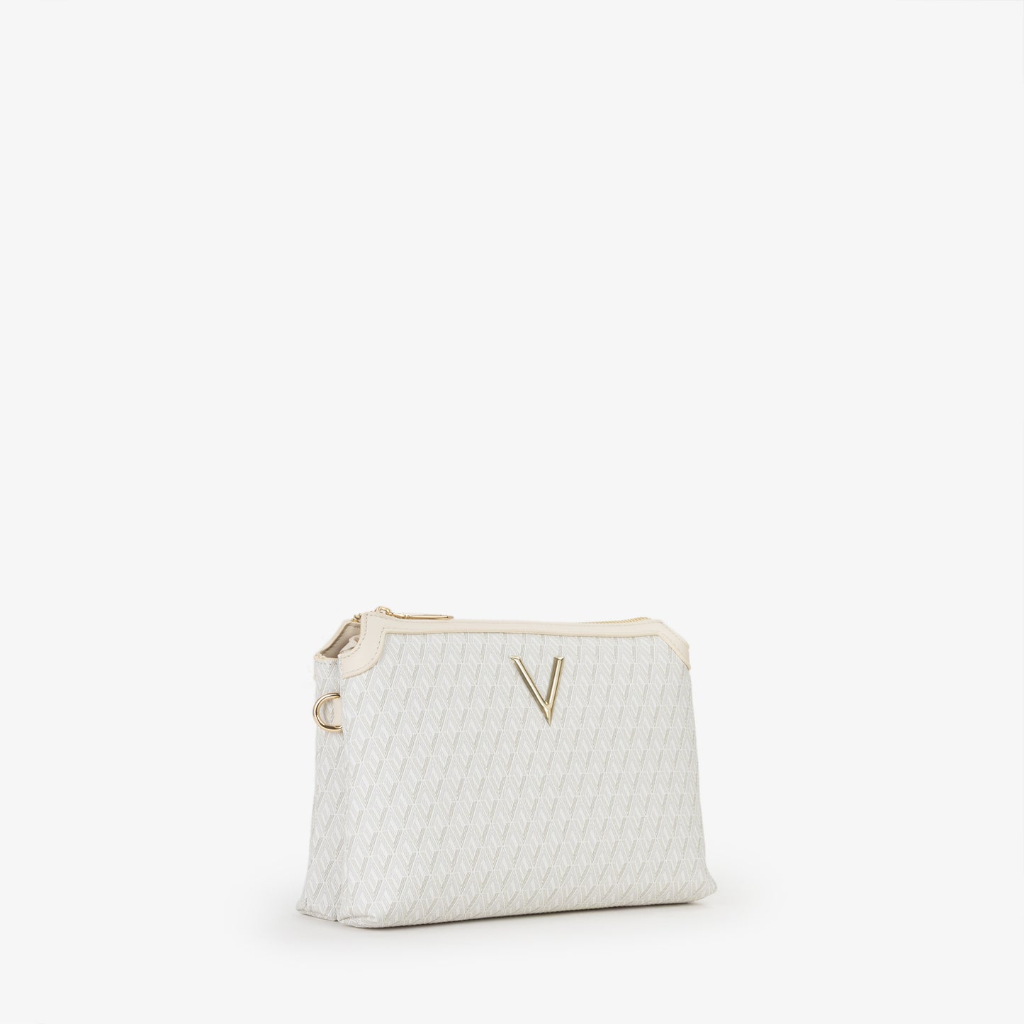 Sac bandoulière femme écru monogramme logo doré