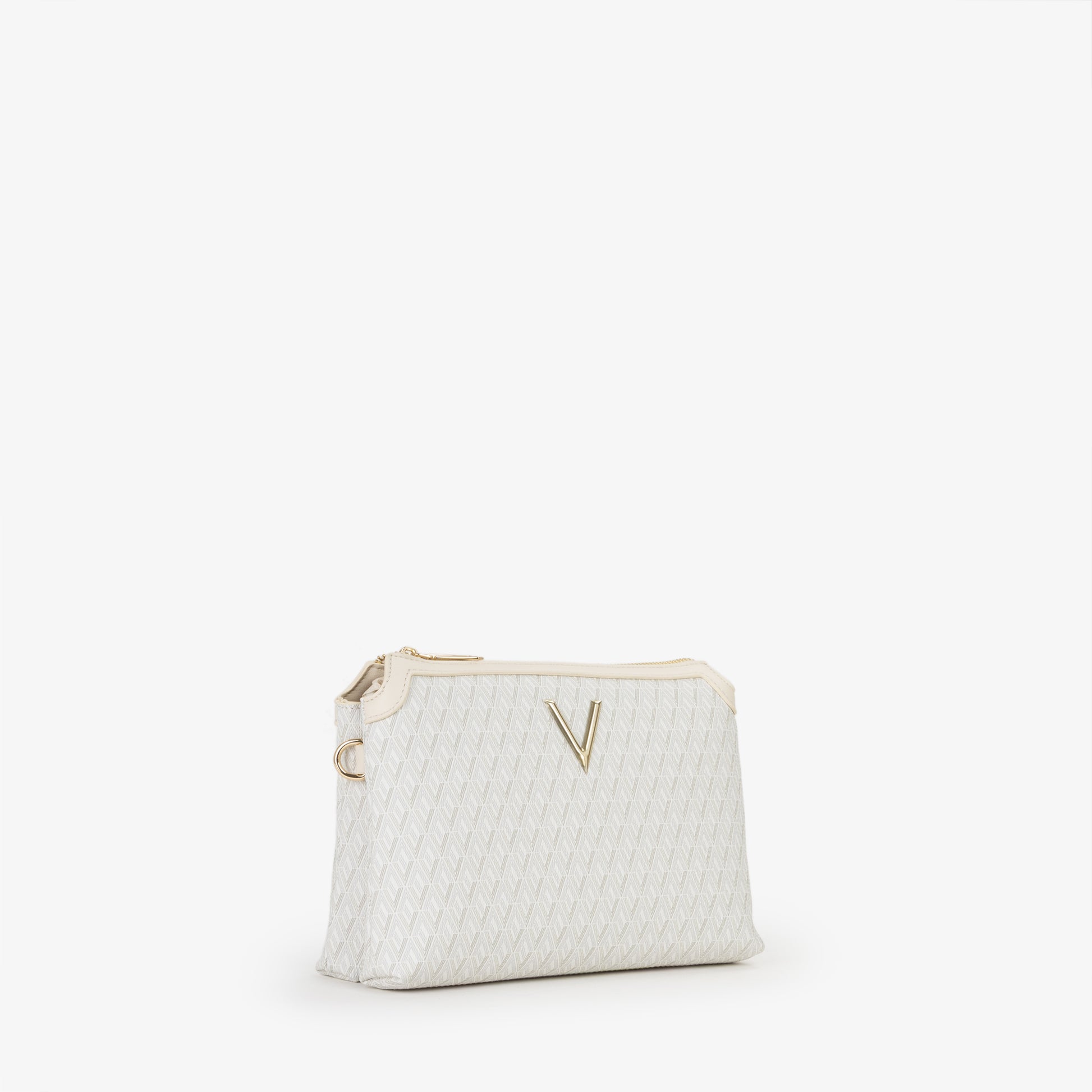 Sac bandoulière femme écru monogramme logo doré