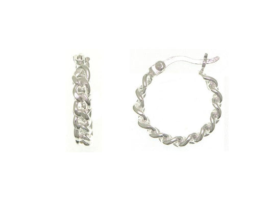 Créoles femme argent 925 rhodié maille gourmette torsadée