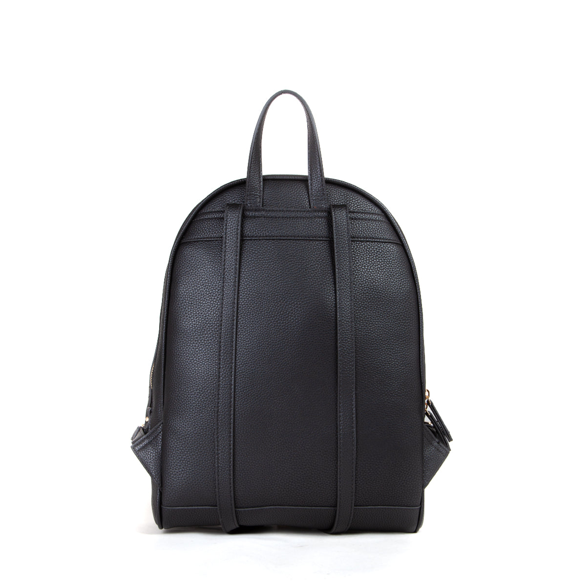 Sac à dos femme cuir grainé noir zips dorés élégant