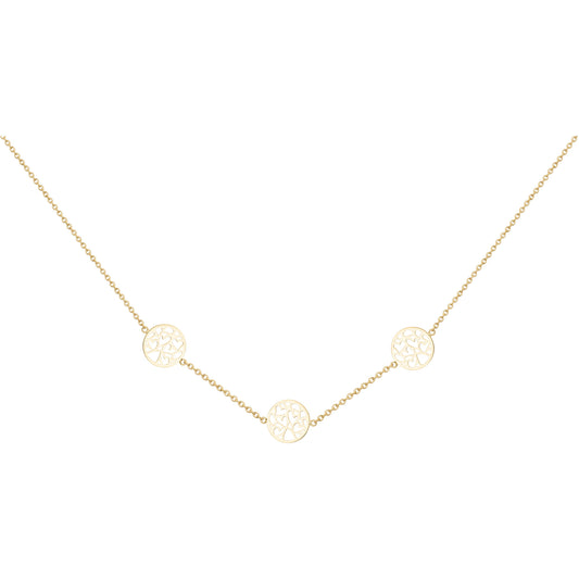 Collier femme acier doré 3 médailles arbre de vie