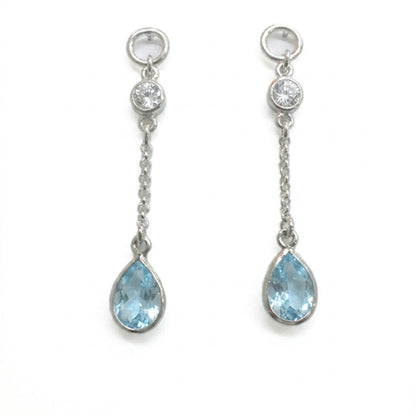 Boucles d'oreilles femme argent rhodié topaze blanche