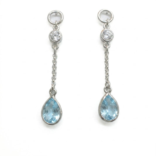 Boucles d'oreilles femme argent rhodié topaze blanche