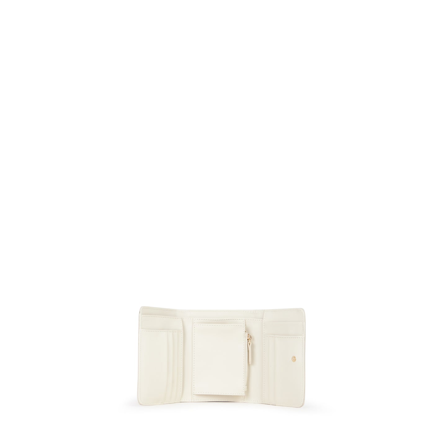 Portefeuille femme écru compact fermeture rabat doré