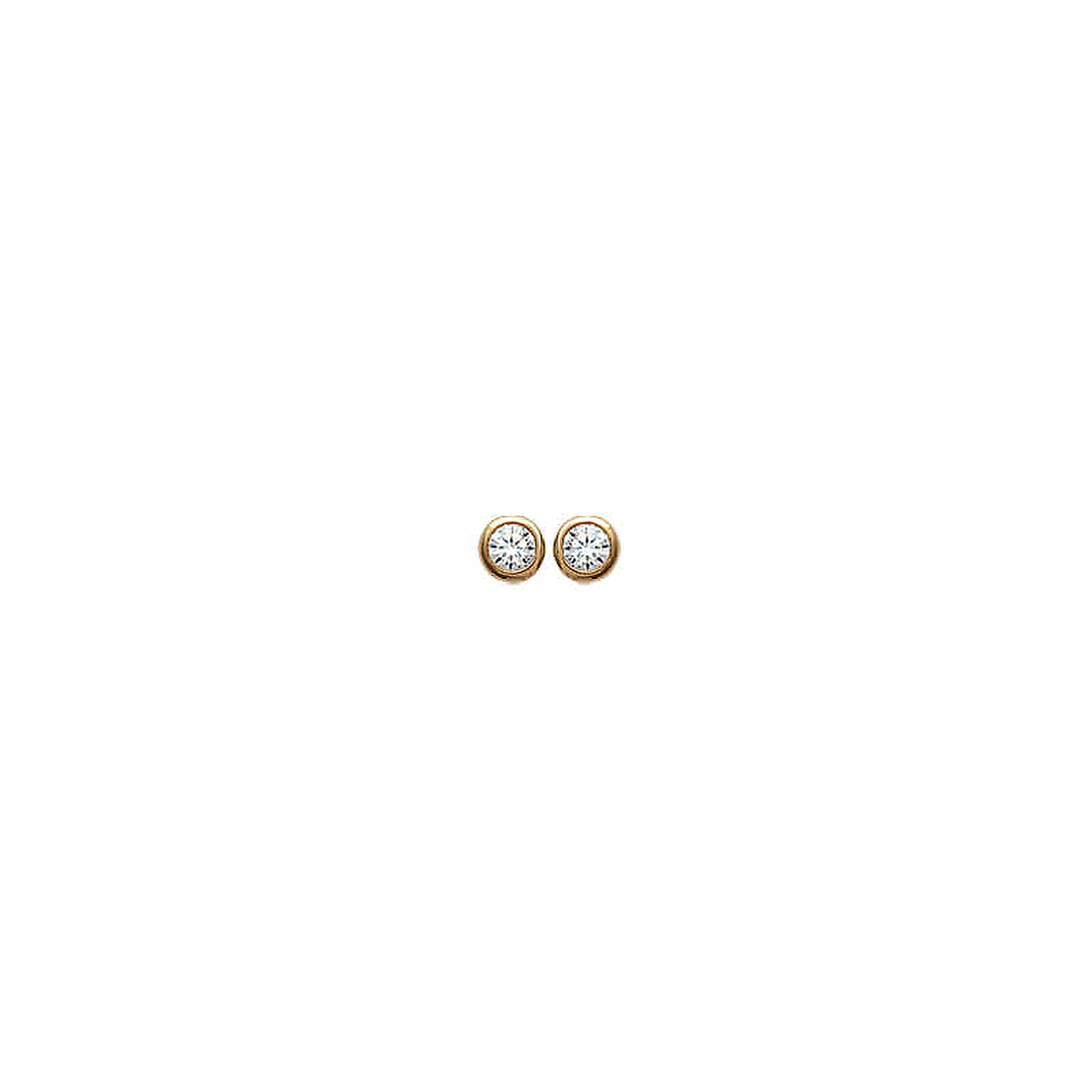 Boucles d'oreilles femme plaqué or zirconia rond