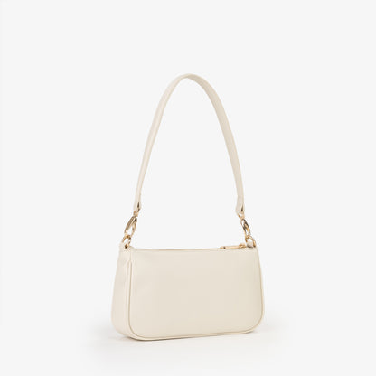 Sac épaule femme écru gold lettres dorées baguette