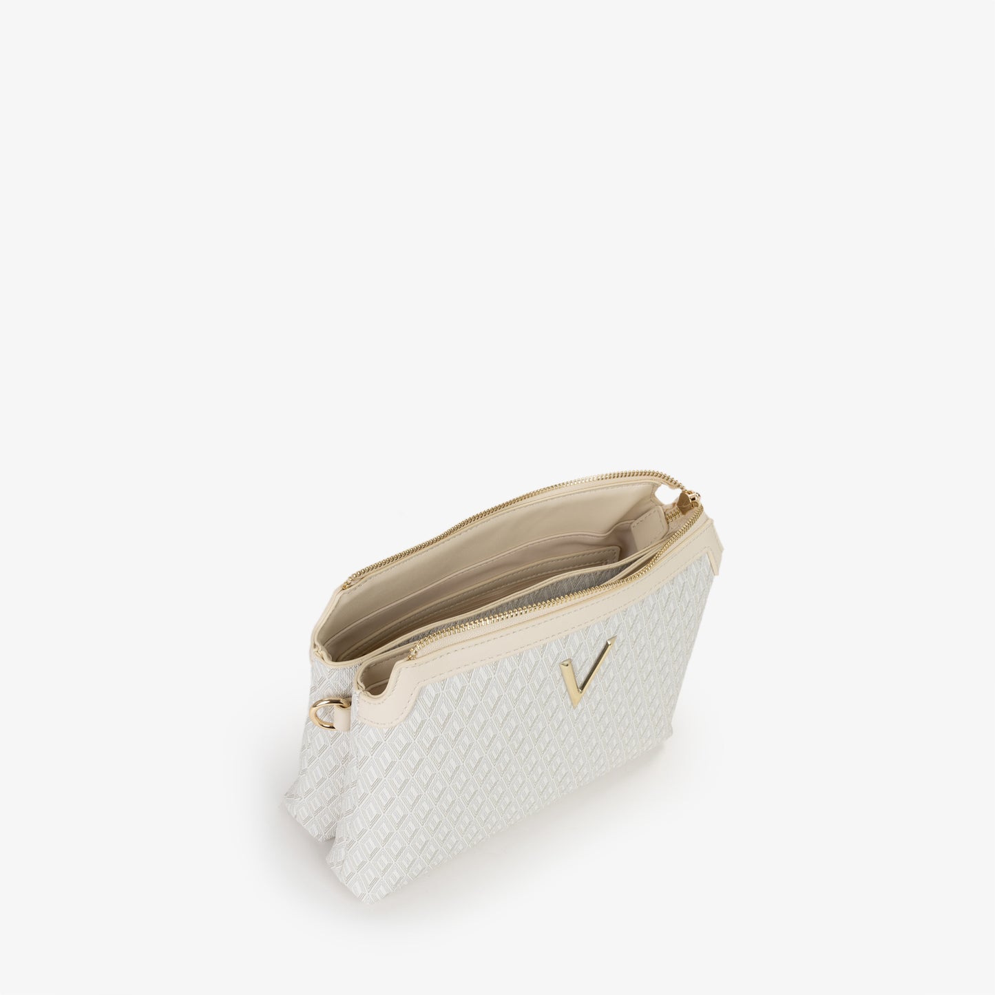 Sac bandoulière femme écru monogramme logo doré