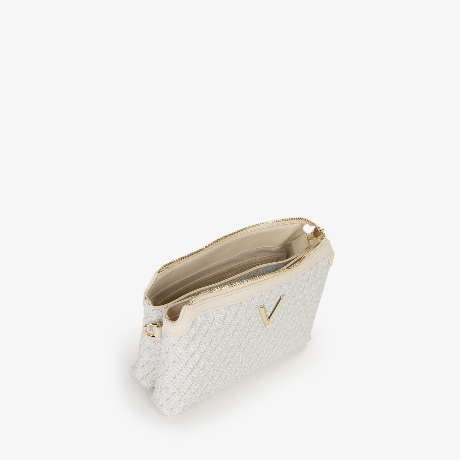 Sac bandoulière femme écru monogramme logo doré