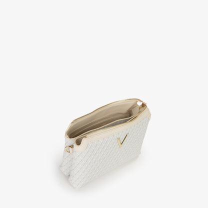 Sac bandoulière femme écru monogramme logo doré