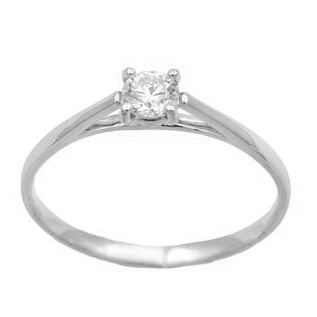 BAGUE OR BLANC 9 CARATS - DIAMANT 0.270 CT
