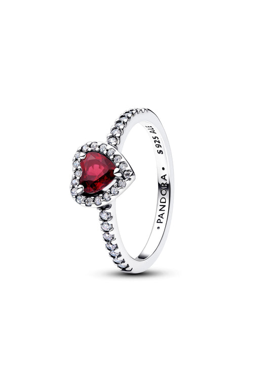 Bague en forme de cœur rose fuchsia surélevée